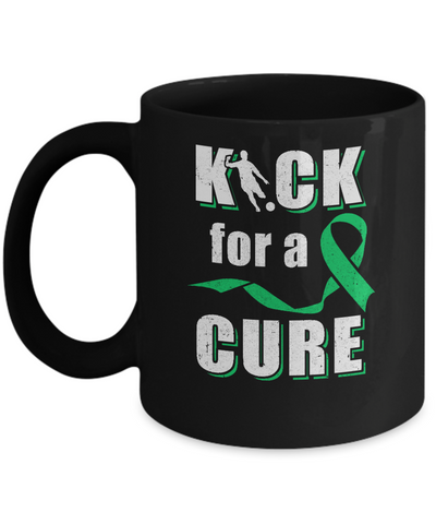 Kick For A Cure Soccer Green Liver Cancer Lymphoma Awareness Mug-Coffee Mug-11oz Mug-Black