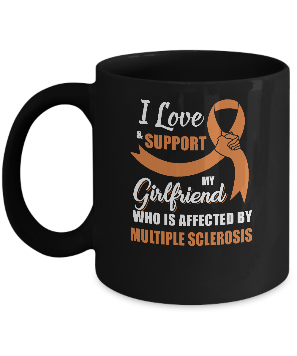Multiple Sclerosis Awareness Support Orange Girlfriend Boyfriend Mug-Coffee Mug-11oz Mug-Black