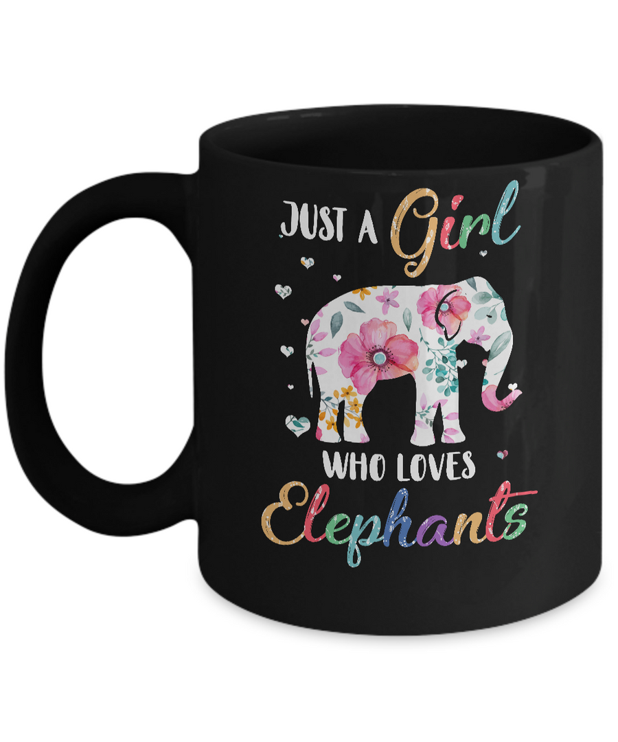 Just A Girl Who Loves Elephants Cute Elephant Lover Mug-Coffee Mug-11oz Mug-Black