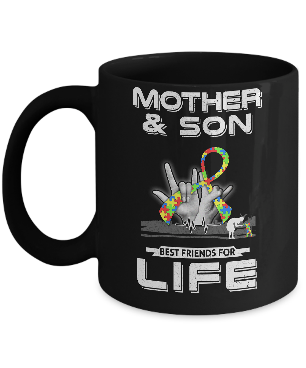 Mother And Son Best Friends For Life Autism Awareness Mug-Coffee Mug-11oz Mug-Black