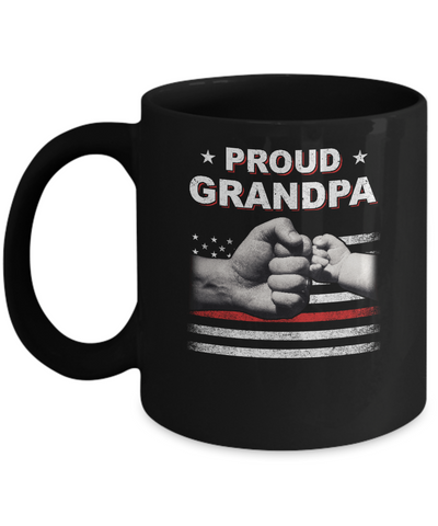 Proud Grandpa Fireman Firefighter Thin Red Line Flag Fathers Day Mug-Coffee Mug-11oz Mug-Black