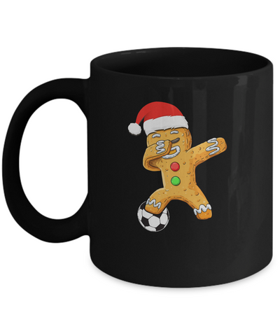 Dabbing Gingerbread Santa Soccer Christmas Pajama Gifts Mug-Coffee Mug-11oz Mug-Black