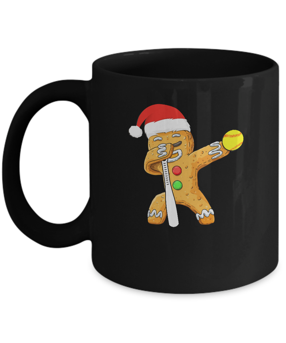 Dabbing Gingerbread Santa Softball Christmas Pajama Gifts Mug