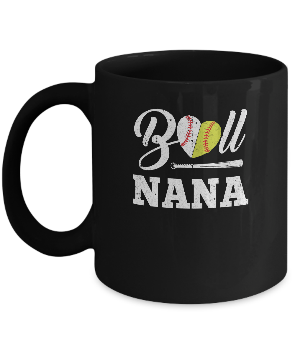 Funny Ball Nana Softball Baseball Mothers Day Gifts Mug-Coffee Mug-11oz Mug-Black