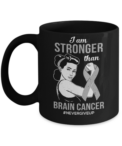 I Am Stronger Than Brain Cancer Awareness Support Mug-Coffee Mug-11oz Mug-Black