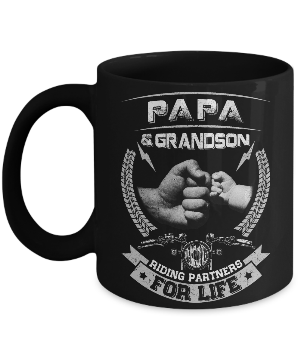 Motocross Papa And Grandson Riding Partners For Life Mug-Coffee Mug-11oz Mug-Black