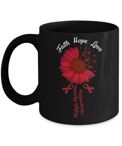 Faith Hope Love Burgundy Multiple Myeloma Awareness Mug-Coffee Mug-11oz Mug-Black