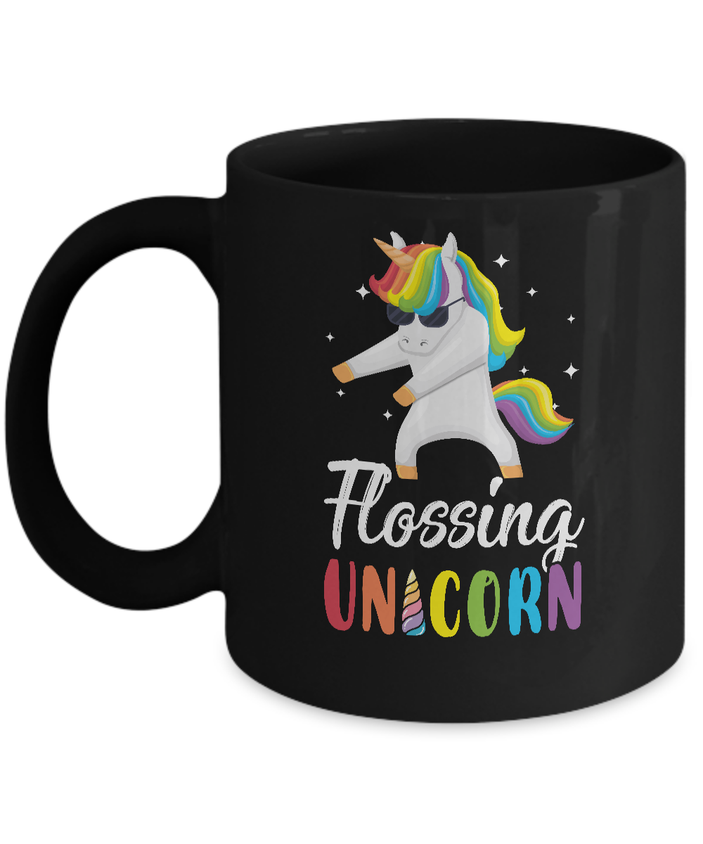 Floss Dance Flossing Unicorn Mug-Coffee Mug-11oz Mug-Black