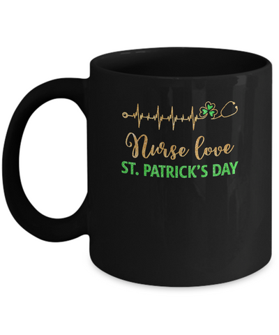 Stethoscope Love Shamrock Nurse St Patrick's Day Gifts Mug-Coffee Mug-11oz Mug-Black