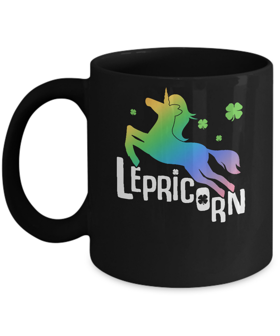 Lepricorn Funny St. Patrick's Day Unicorn Leprechaun Mug-Coffee Mug-11oz Mug-Black