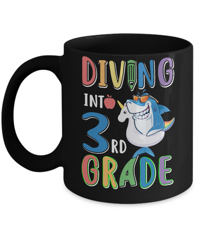Diving Into 3rd Grade Back To School Shark Mug-Coffee Mug-11oz Mug-Black