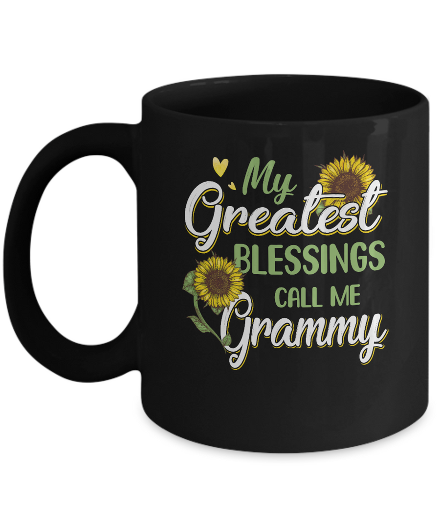 My Greatest Blessings Call Me Grammy Sunflower Gifts Mug-Coffee Mug-11oz Mug-Black
