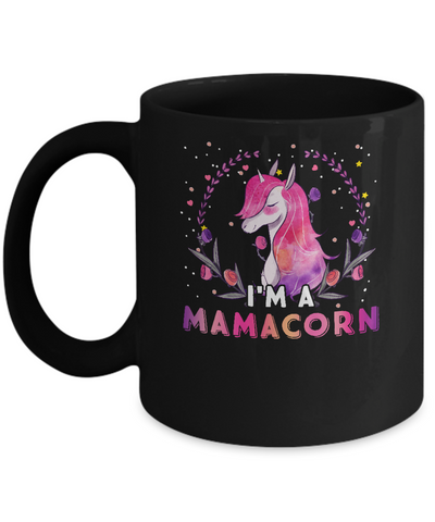 Cute Mamacorn Rainbow Unicorn Mother's Day Mug-Coffee Mug-11oz Mug-Black