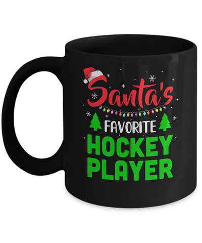 Santa's Favorite Hockey Player Funny Christmas Xmas Gifts Mug-Coffee Mug-11oz Mug-Black