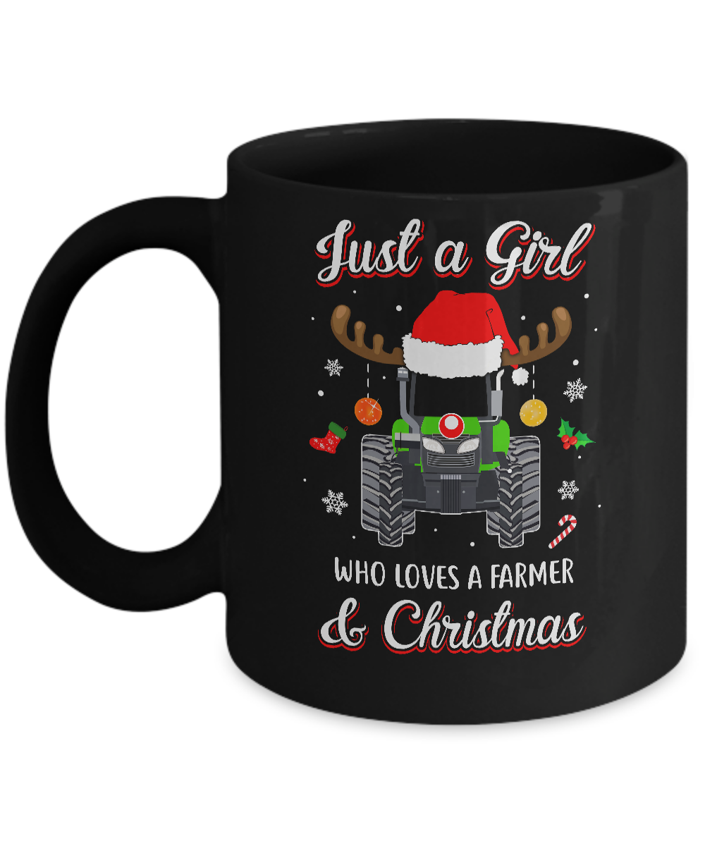 Just A Girl Who Loves A Farmer And Christmas Mug-Coffee Mug-11oz Mug-Black