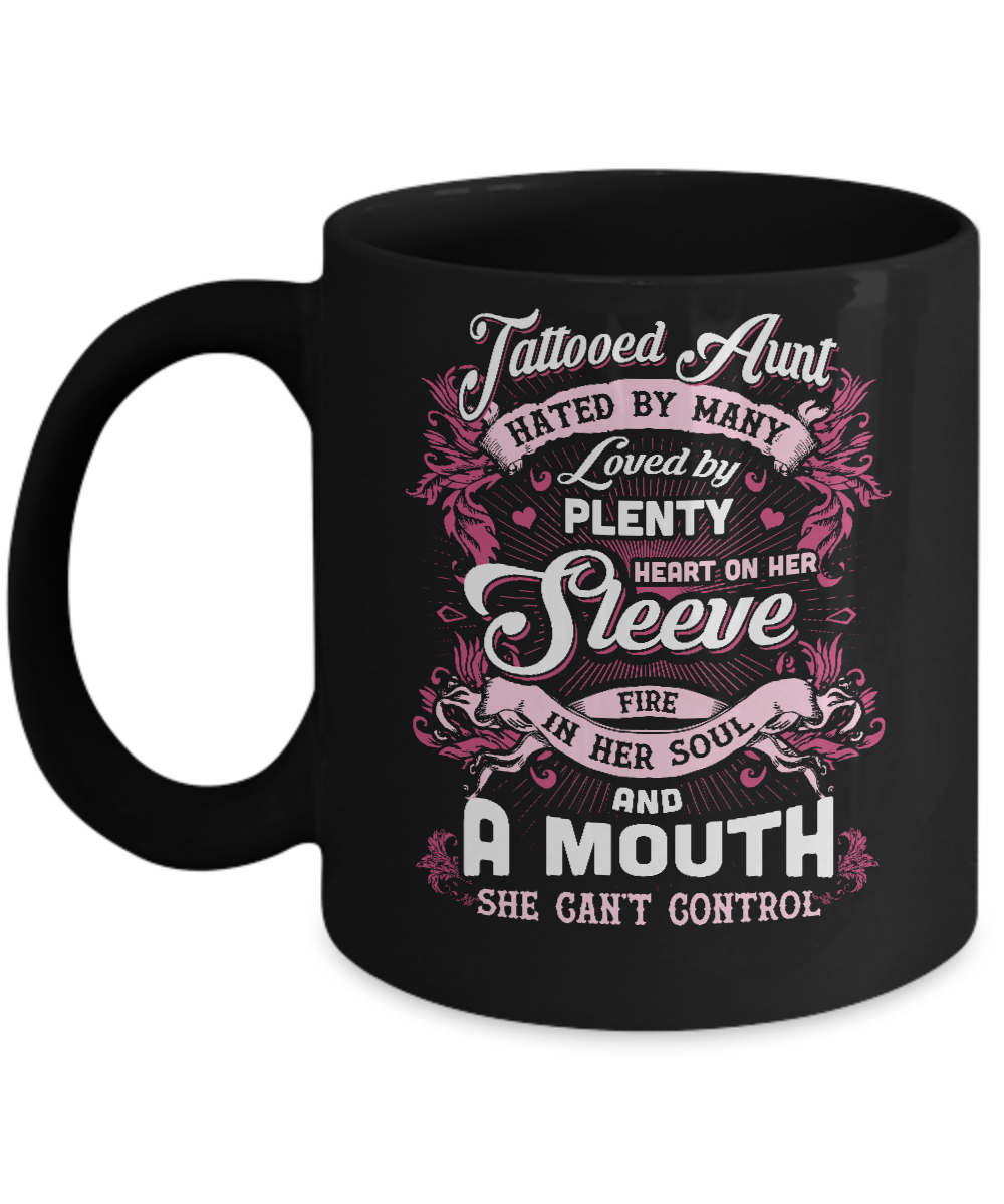 Tattooed Aunt Hated By Many Loved By Plenty Heart On Her Sleeve Mug-Coffee Mug-11oz Mug-Black