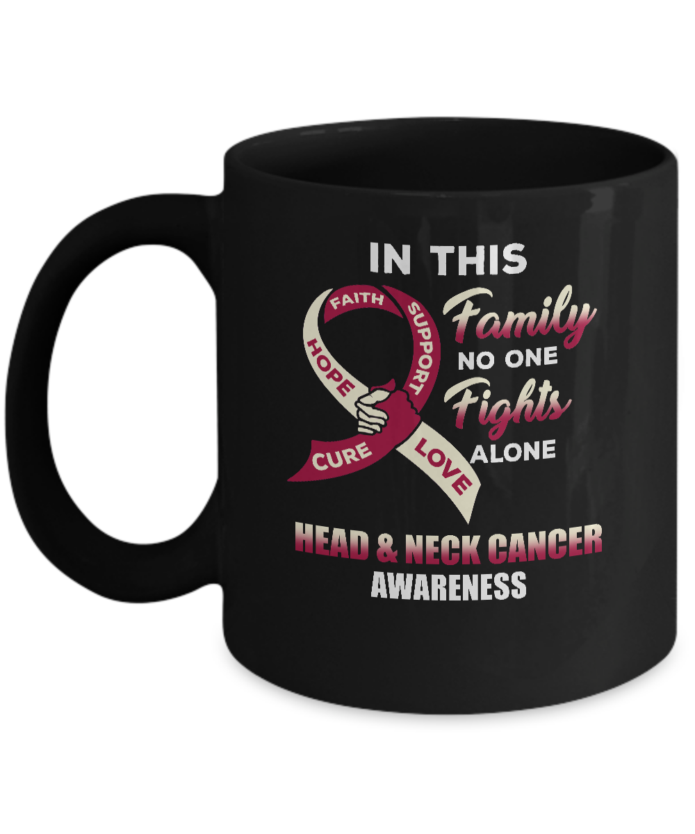 In This Family No One Fights Alone Head Neck Cancer Mug-Coffee Mug-11oz Mug-Black