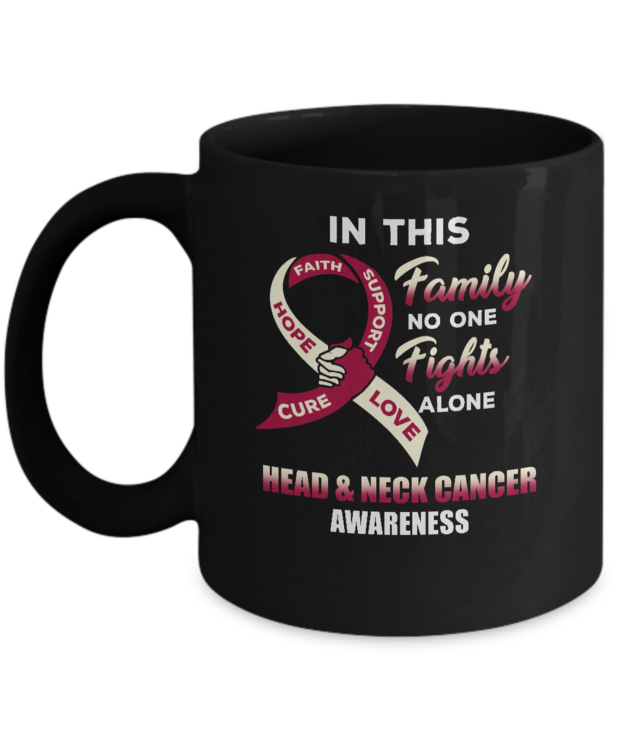In This Family No One Fights Alone Head Neck Cancer Mug-Coffee Mug-11oz Mug-Black