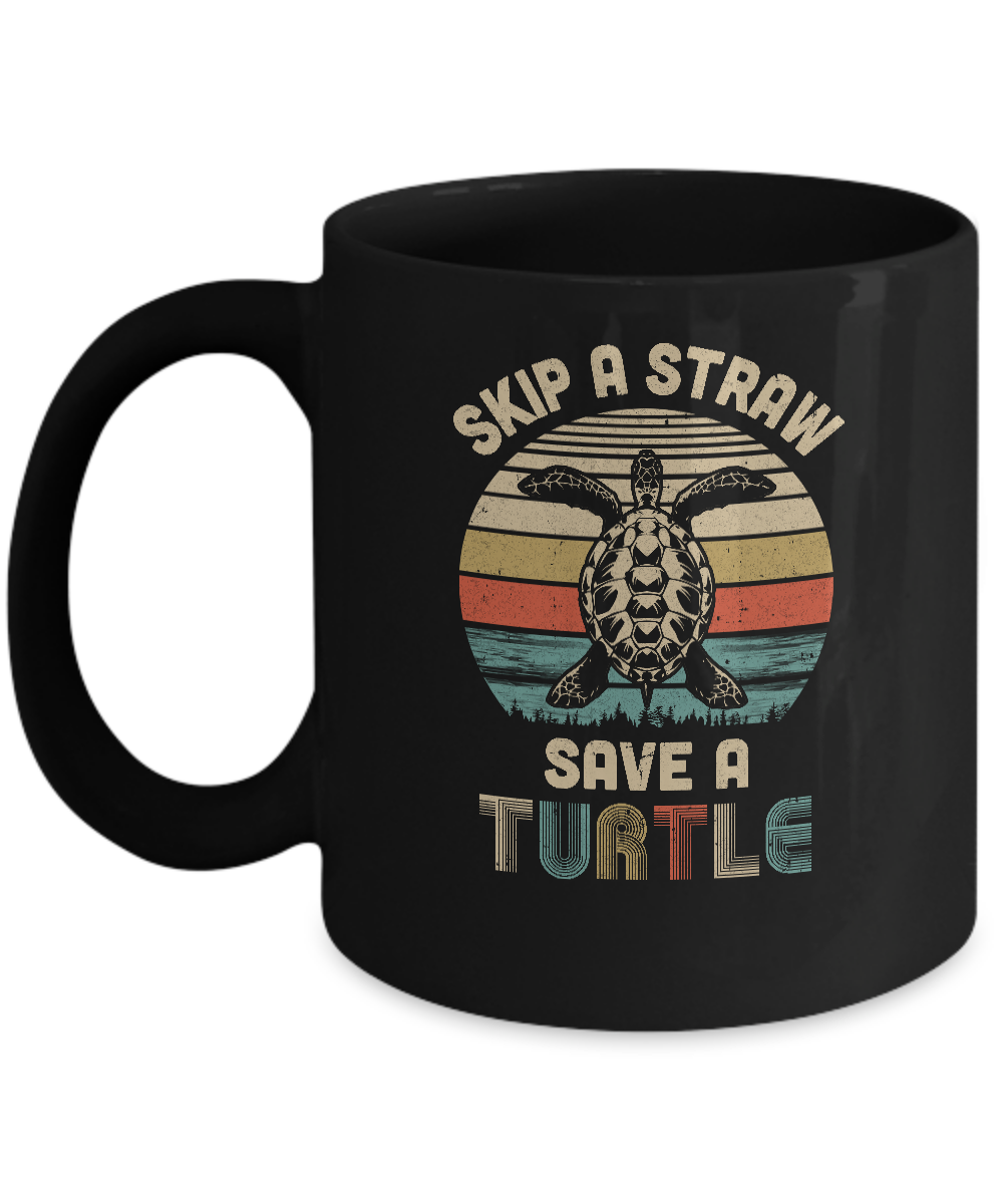 Retro Vintage Skip A Straw Save A Turtle Save Turtles Mug
