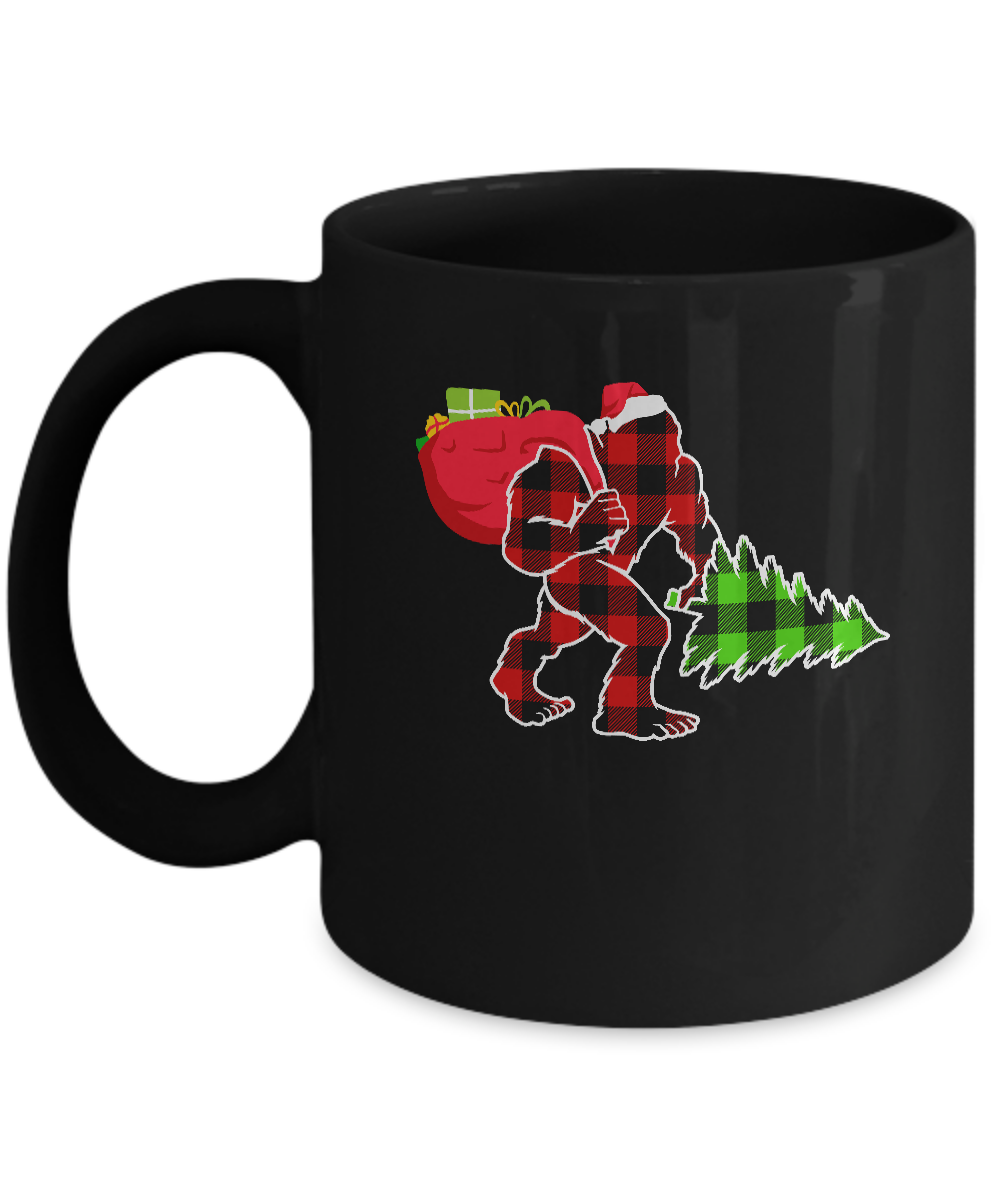 Red Plaid Bigfoot Christmas Buffalo Plaid Mug