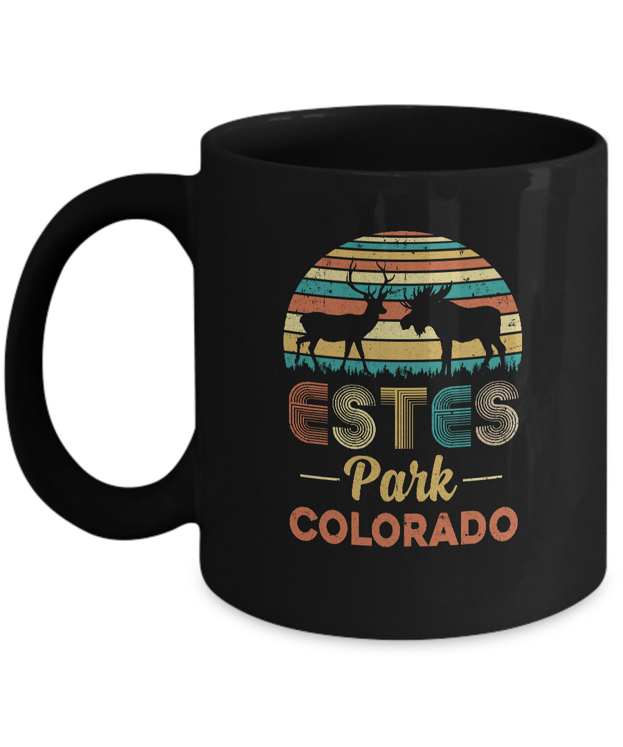 Vintage Estes Park Colorado Elk Moose Hunter Hunting Mug-Coffee Mug-11oz Mug-Black