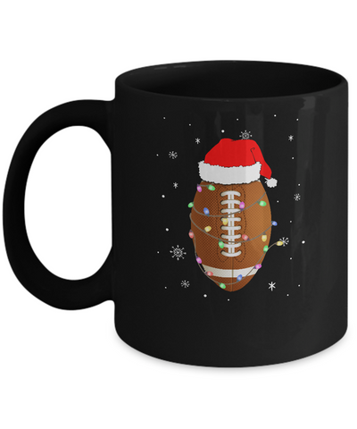 Santa Hat Football Christmas Gifts Mug-Coffee Mug-11oz Mug-Black