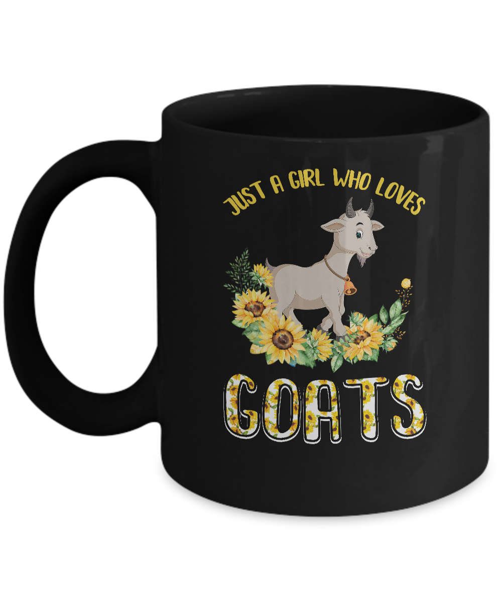 Just A Girl Who Loves Goats And Sunflowers Mug-Coffee Mug-11oz Mug-Black