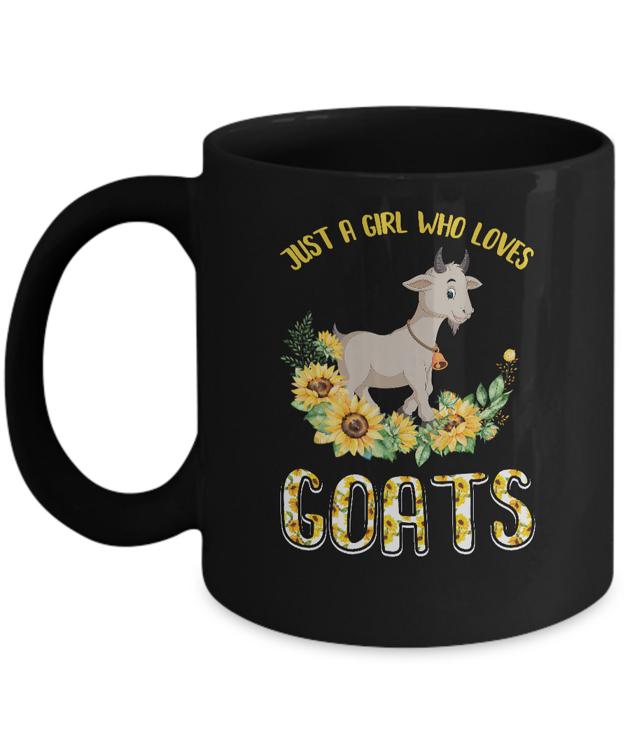 Just A Girl Who Loves Goats And Sunflowers Mug-Coffee Mug-11oz Mug-Black