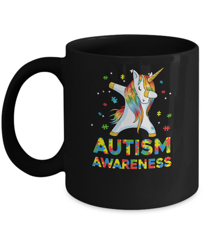 Dabbing Unicorn Puzzle Autism Awareness For Girls Mug-Coffee Mug-11oz Mug-Black