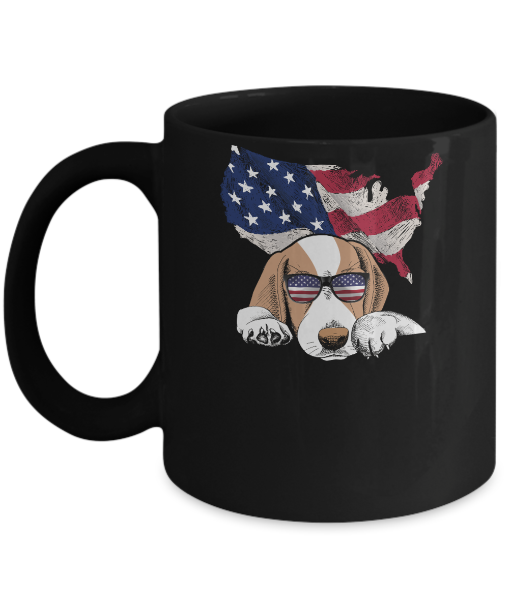 Funny Patriot Beagle Dog 4Th Of July American Flag Mug-Coffee Mug-11oz Mug-Black