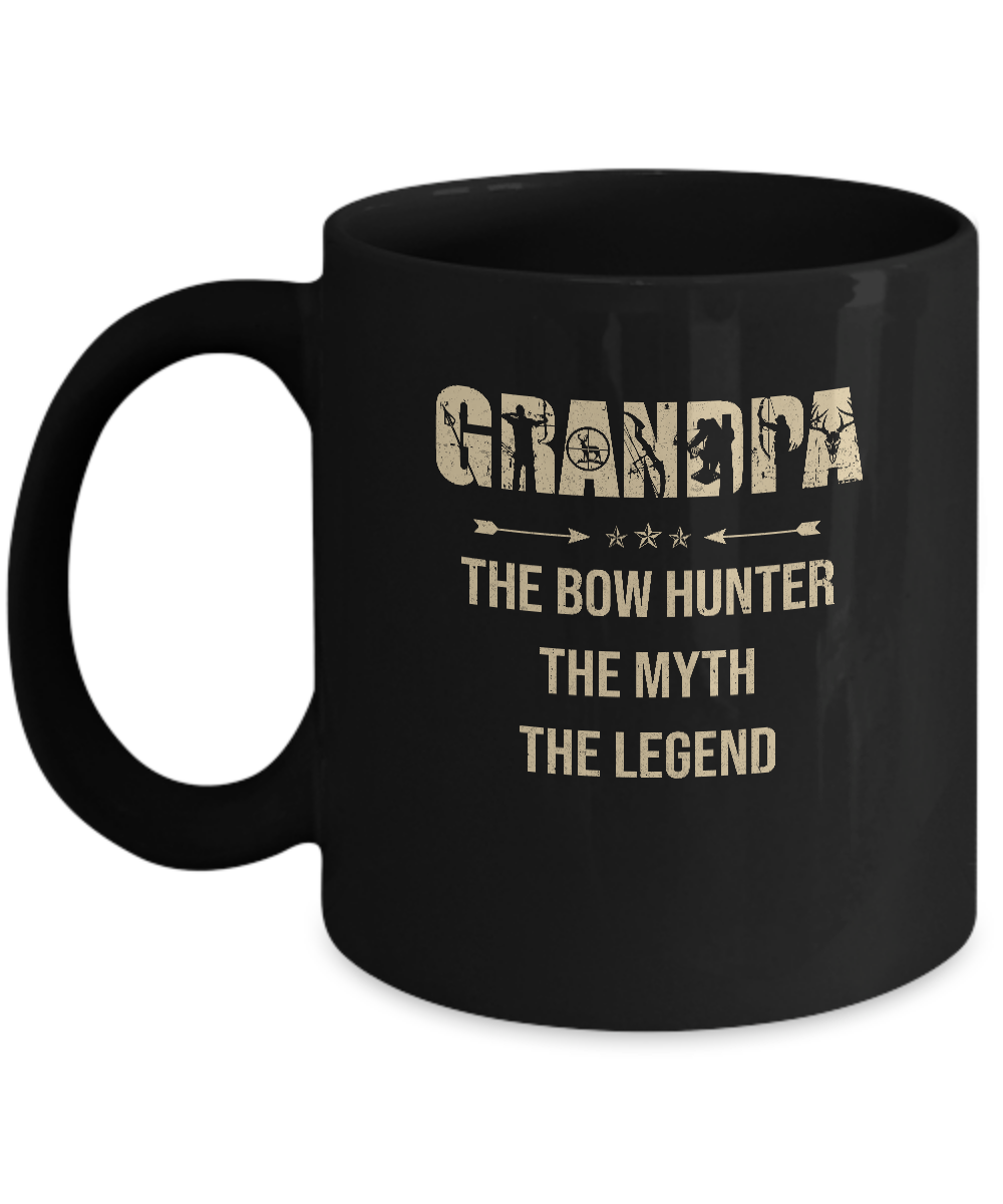 Grandpa The Bow Hunter The Myth The Legend Funny Hunting Mug-Coffee Mug-11oz Mug-Black
