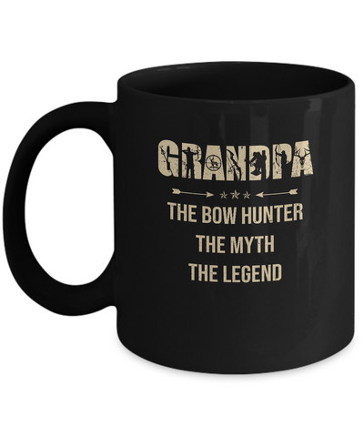 Grandpa The Bow Hunter The Myth The Legend Funny Hunting Mug-Coffee Mug-11oz Mug-Black
