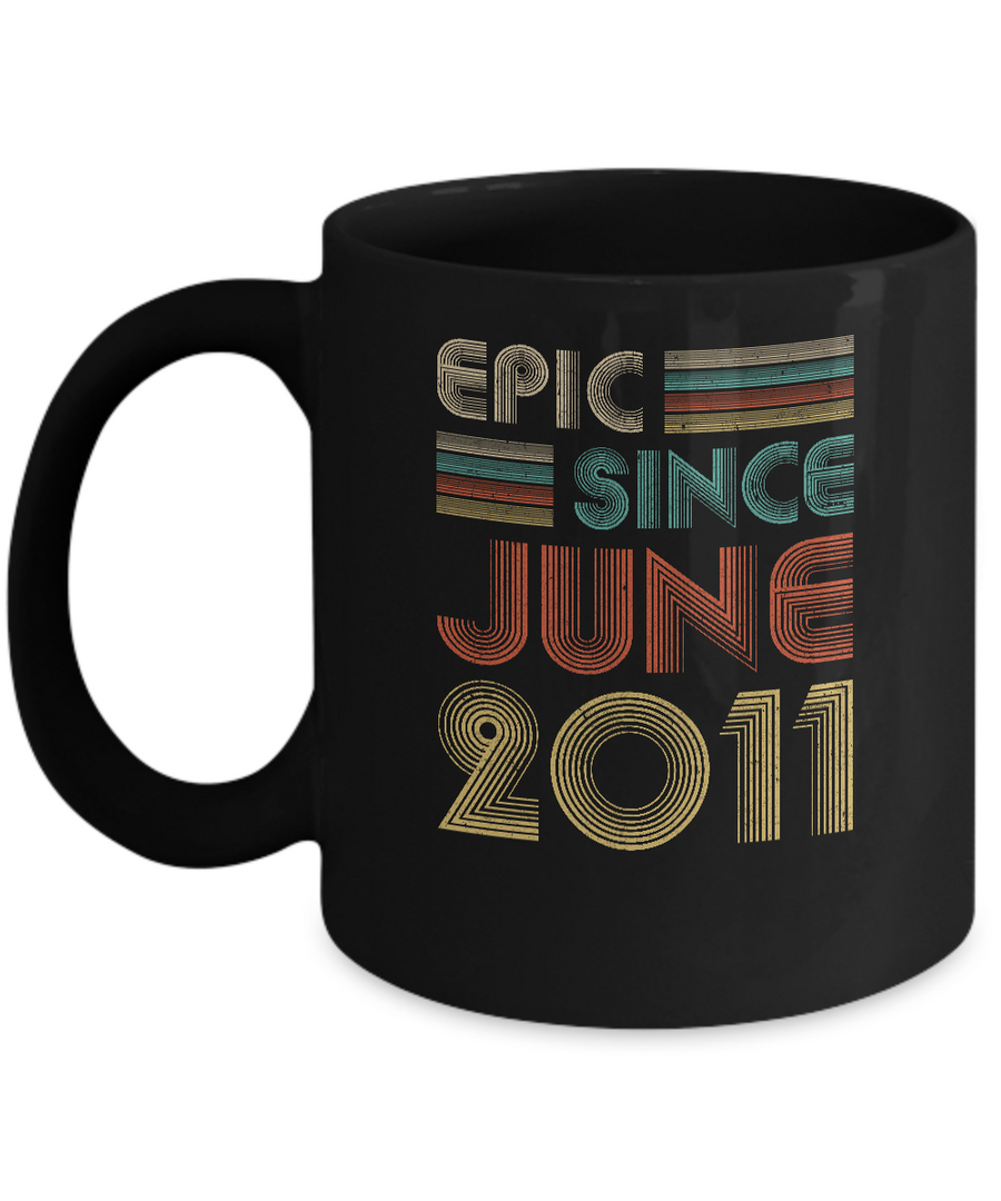 Epic Since June 2011 Vintage 10th Birthday Gifts Youth Mug-Coffee Mug-11oz Mug-Black