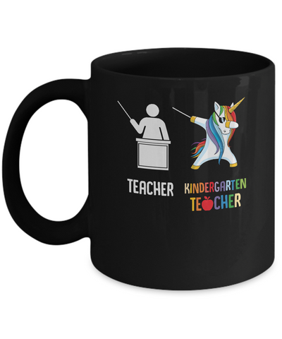 Dabbing Unicorn Kindergarten Teacher Funny Gifts Dab Mug-Coffee Mug-11oz Mug-Black