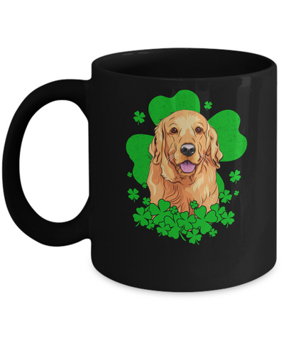 Golden Retriever St. Patrick's Day Clovers Mug-Coffee Mug-11oz Mug-Black