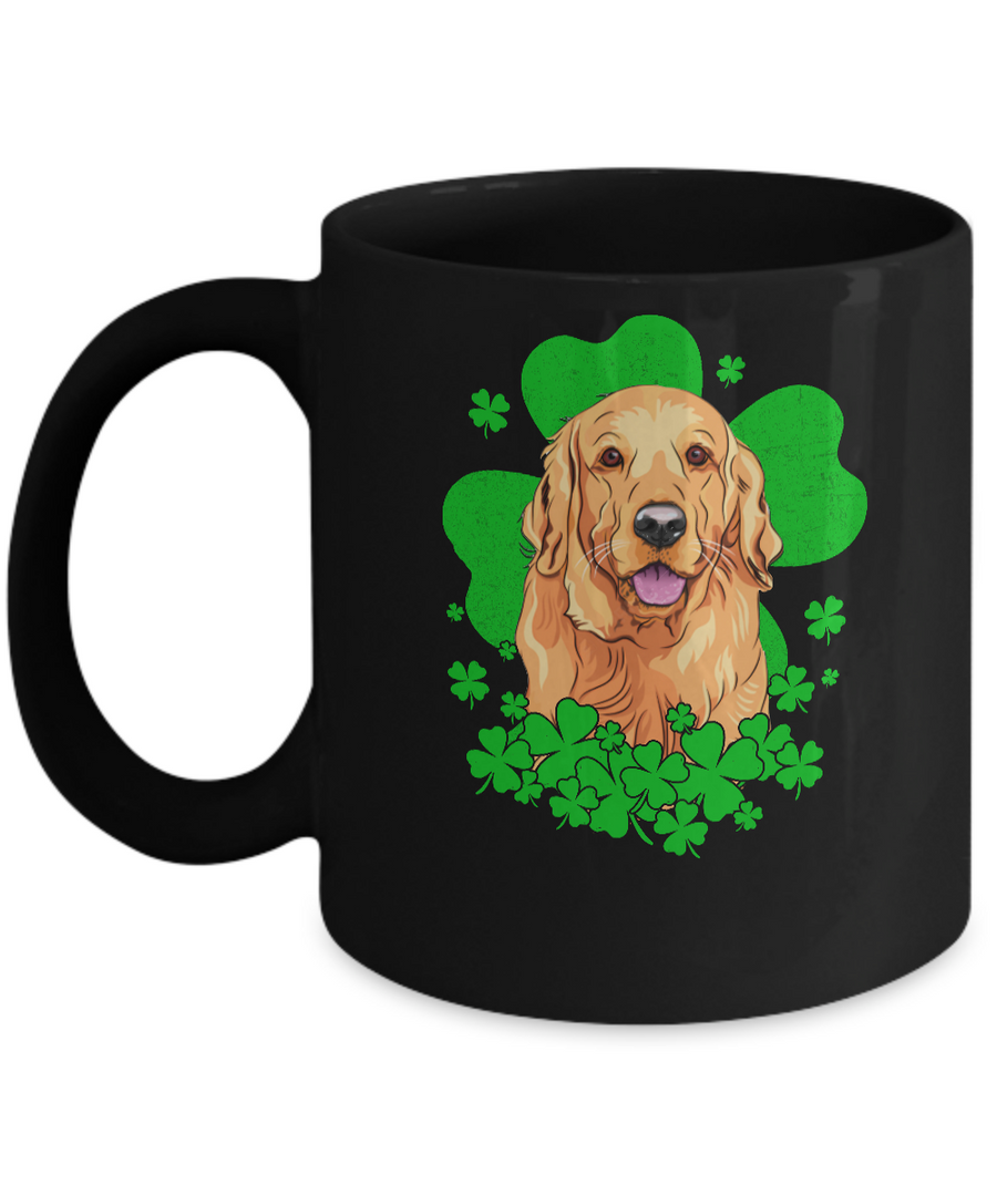 Golden Retriever St. Patrick's Day Clovers Mug-Coffee Mug-11oz Mug-Black
