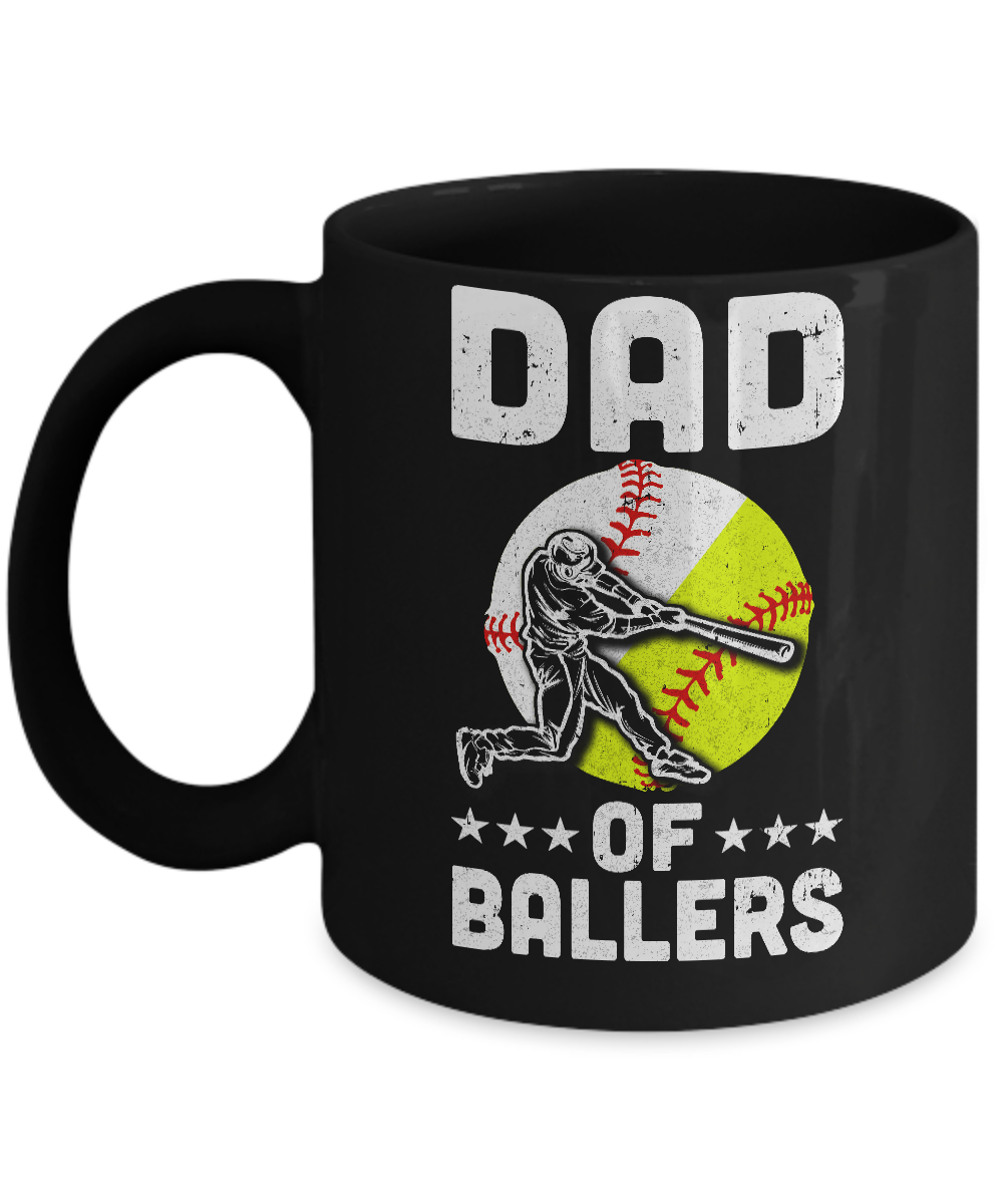 Dad Of Ballers Funny Dad Baseball Softball Fathers Day Mug