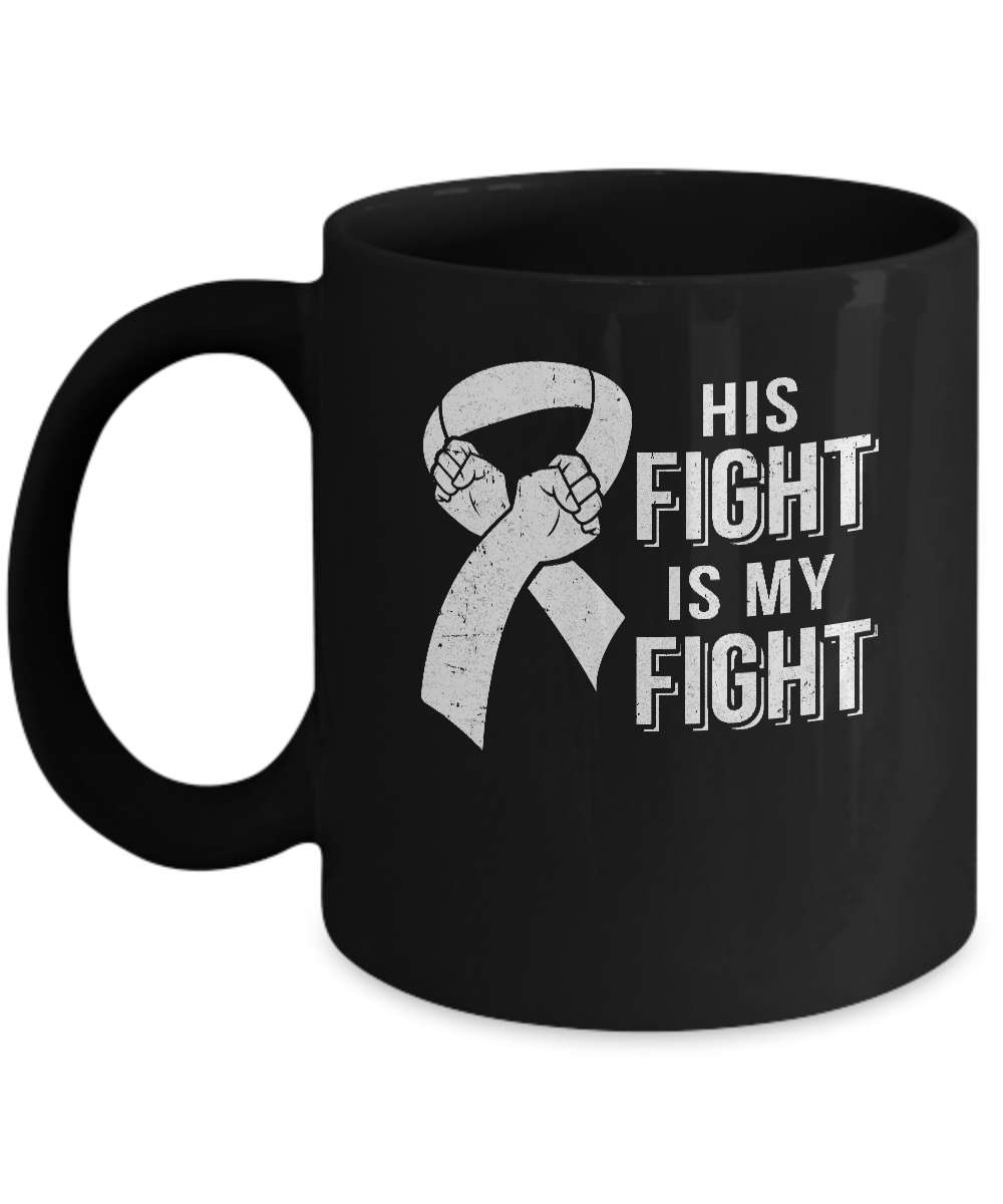 His Fight Is My Fight Lung Cancer Clear Awareness Mug