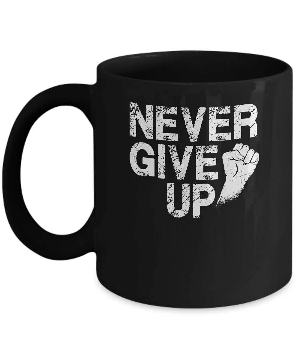Never Give Up Motivational Soccer Football Mug