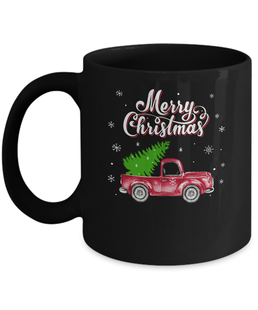 Snow Tree Truck Merry Christmas Mug-Coffee Mug-11oz Mug-Black