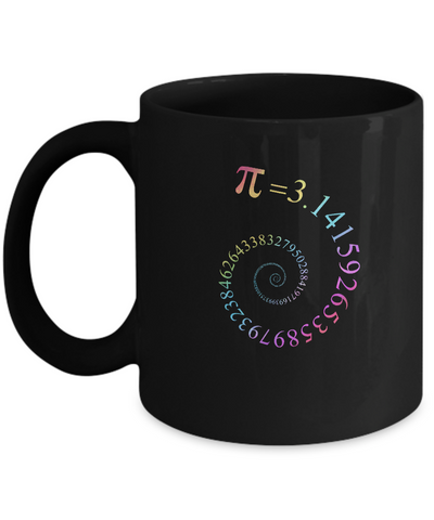 Pi Spiral Galaxy Color Math Pi Day Mug-Coffee Mug-11oz Mug-Black