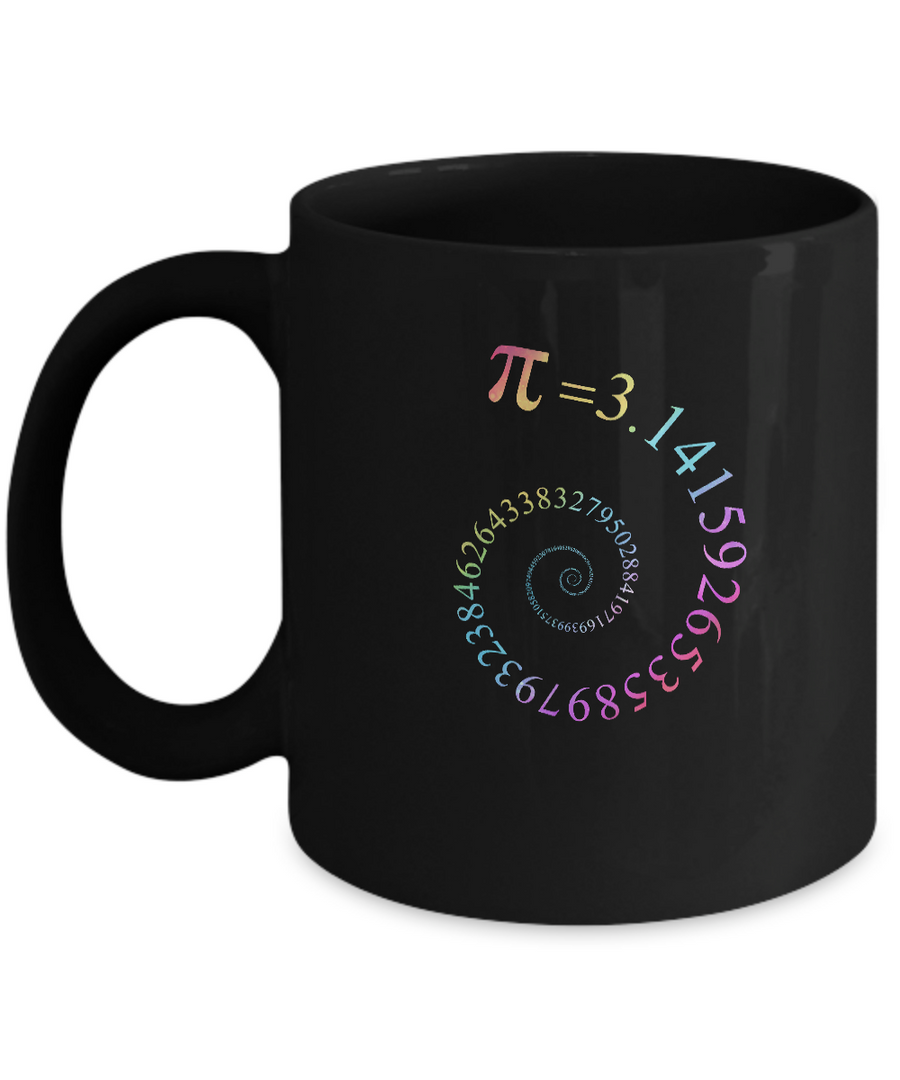 Pi Spiral Galaxy Color Math Pi Day Mug-Coffee Mug-11oz Mug-Black