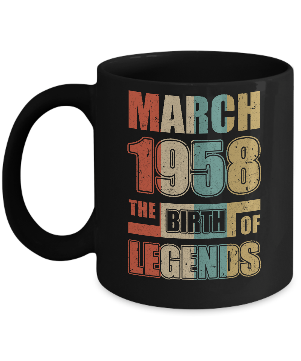 Vintage Retro March 1958 Birth Of Legends 64th Birthday Mug
