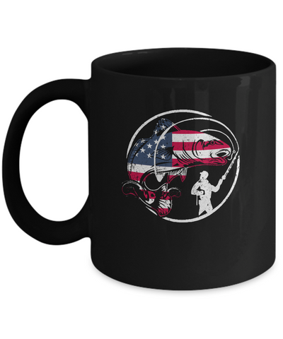 American Flag Fishing Vintage 4Th July Gifts Mug-Coffee Mug-11oz Mug-Black