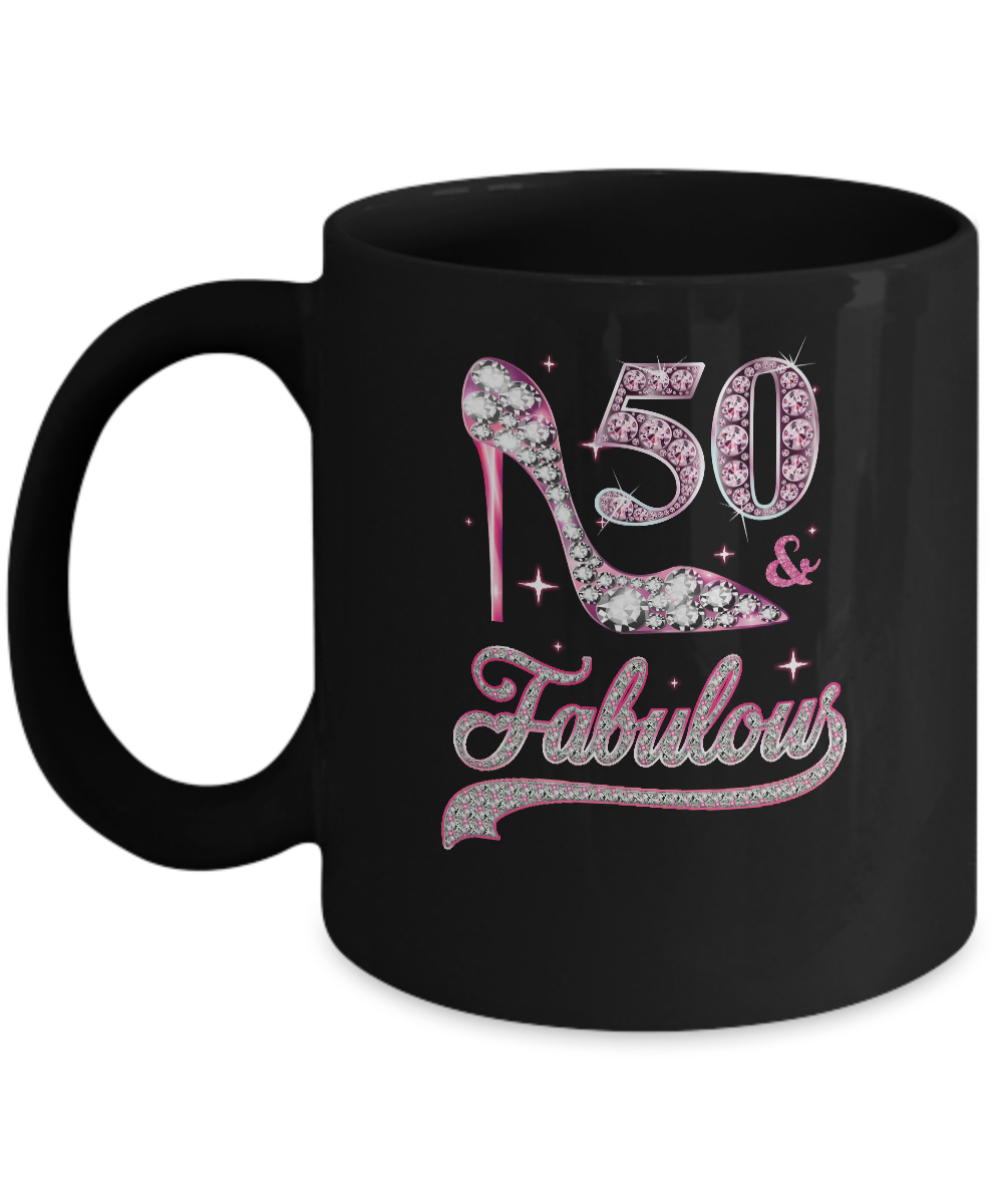 50 And Fabulous 50 Years Old 1971 50th Birthday Gift Mug-Coffee Mug-11oz Mug-Black