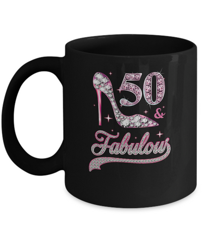50 And Fabulous 50 Years Old 1971 50th Birthday Gift Mug-Coffee Mug-11oz Mug-Black