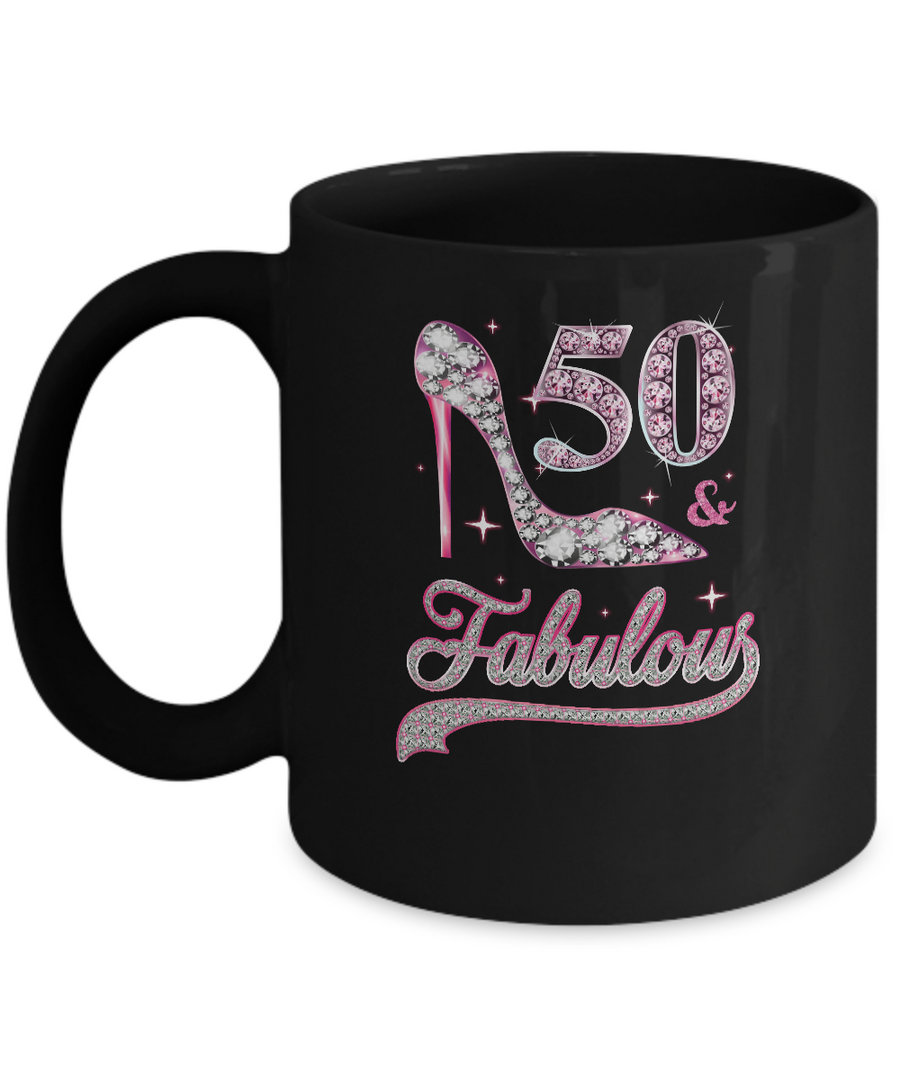 50 And Fabulous 50 Years Old 1971 50th Birthday Gift Mug-Coffee Mug-11oz Mug-Black