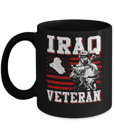 Iraq Veteran America Flag Distressed Vintage Mug-Coffee Mug-11oz Mug-Black