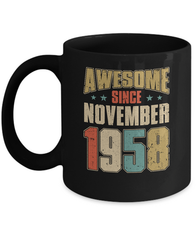Vintage Retro Awesome Since November 1958 63th Birthday Mug-Coffee Mug-11oz Mug-Black