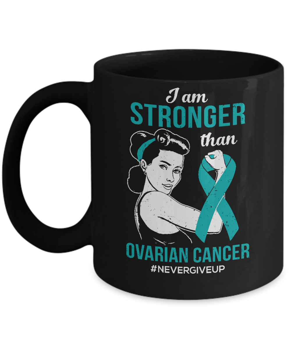 I Am Stronger Than Ovarian Cancer Awareness Support Mug-Coffee Mug-11oz Mug-Black
